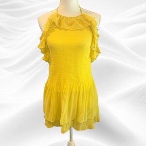 Atos Lombardini Mini Dress Halter Ruffles Chiffon IT 46/US‎ 10/Large